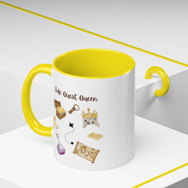 'Side Quest Queen' Accent Coffee Mug