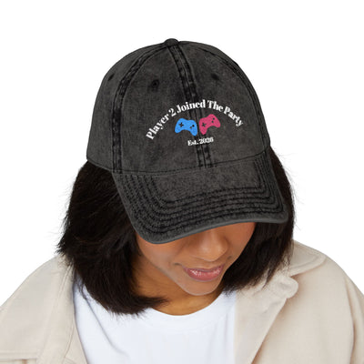'Player 2 Joined The Party' 'Est. 2026' Vintage Embroidered Cap