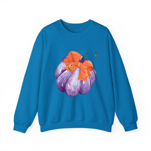 Purple Pumpkin Wrapped In A Bow Unisex Crewneck Sweatshirt
