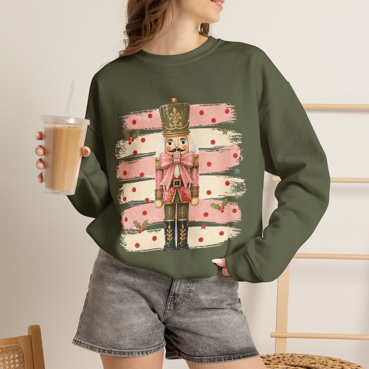 Coquette Nutcracker Sweatshirt, Pink Bow Christmas Crewneck, Nutcracker Christmas Shirt, Girly Holiday Sweatshirt, Vintage Christmas Gift