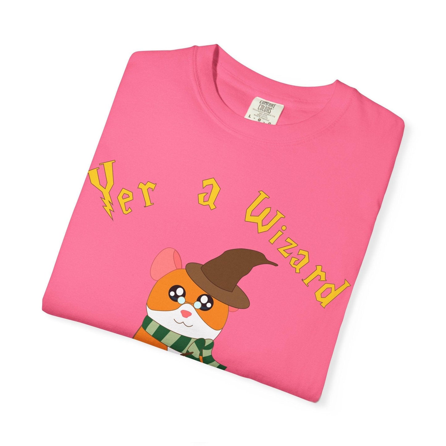 Hammy Wizard Hamster T-Shirt | Cute Wizard Hat Scarf Illustration