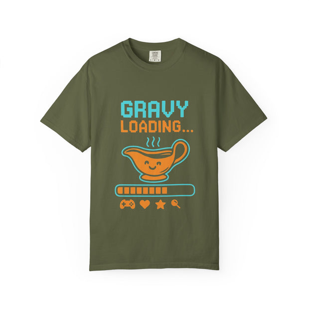 Gravy Loading Unisex Tee, Funny Foodie T-Shirt for Thanksgiving, Casual Wear, Gamer Gift, Comfort Fit