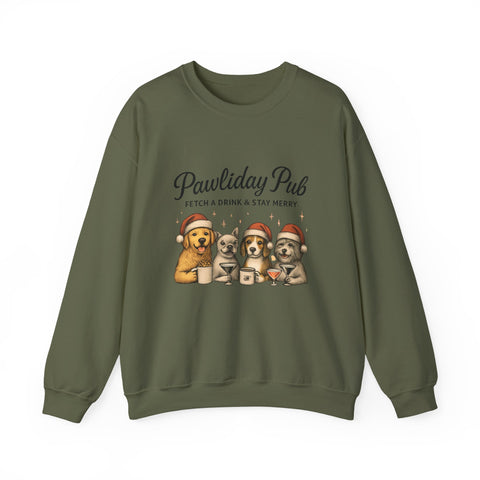 Pawlidday Pub Sweatshirt, Cozy Dog Lover Crewneck, Funny Pet Sweatshirt, Holiday Dog Apparel, Gift for Animal Lovers