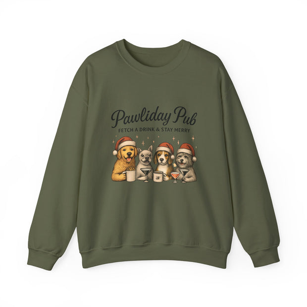 Pawlidday Pub Sweatshirt, Cozy Dog Lover Crewneck, Funny Pet Sweatshirt, Holiday Dog Apparel, Gift for Animal Lovers
