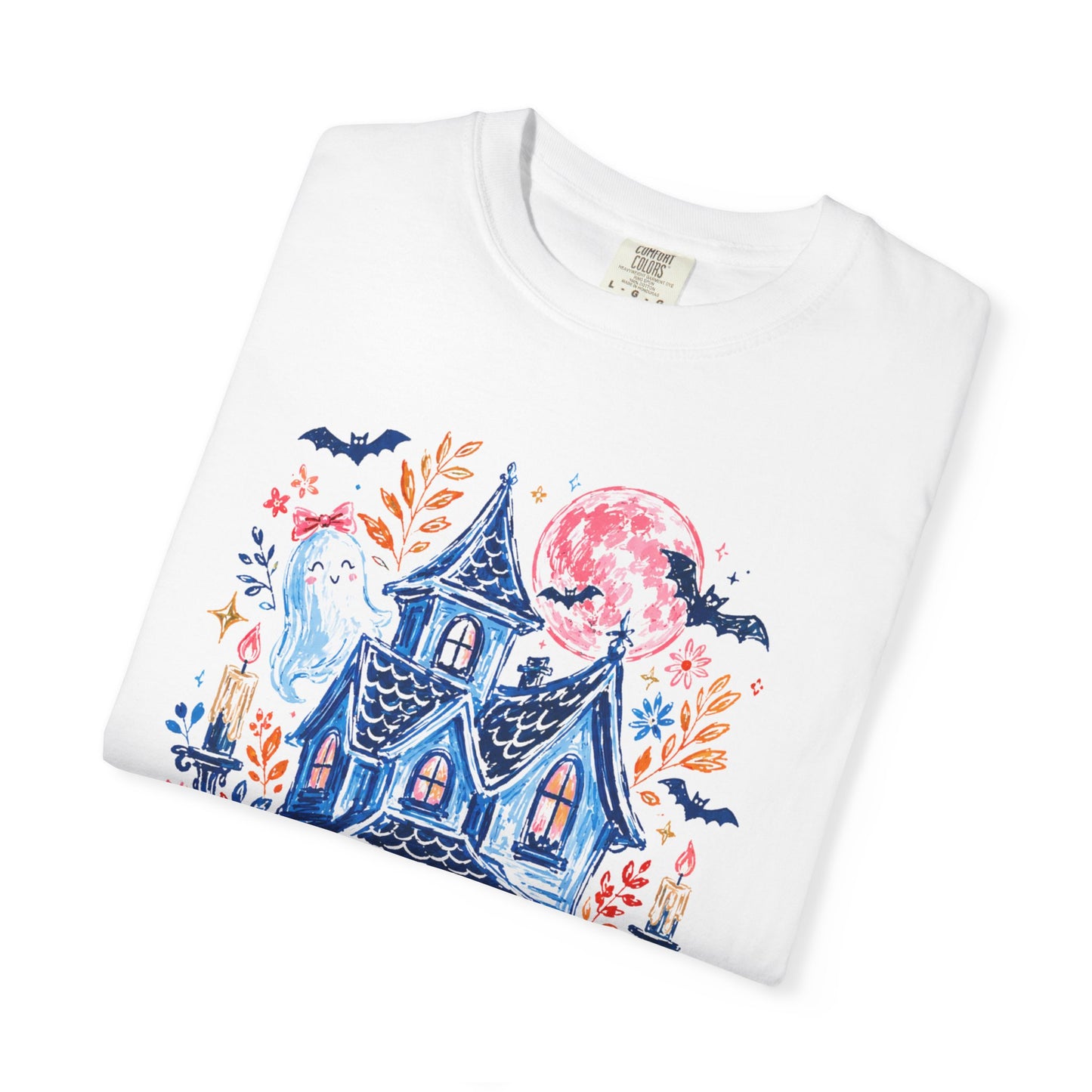 Spooky Haunted House Halloween T-Shirt | Ghosts, Pumpkins, Bats