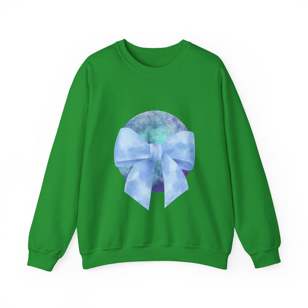 Blue/Green Planet Wrapped In A Bow Unisex Crewneck Sweatshirt