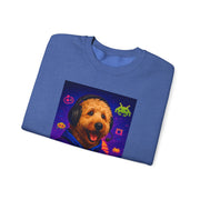 Gaming Golden Doodle Illustration Crewneck Sweatshirt | Retro Arcade Gamer