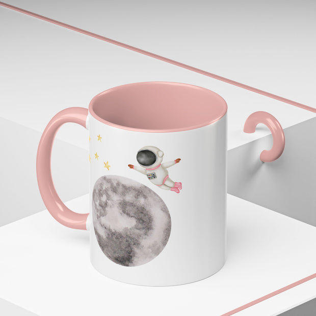Astronaut Flying To The Moon Accent Coffee Mug