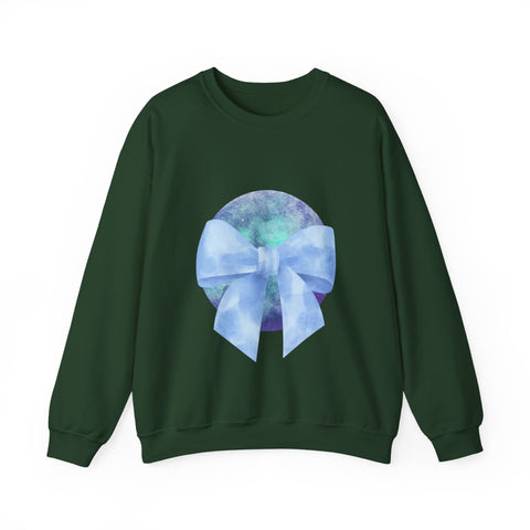 Blue/Green Planet Wrapped In A Bow Unisex Crewneck Sweatshirt