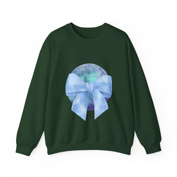 Blue/Green Planet Wrapped In A Bow Unisex Crewneck Sweatshirt