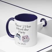 'Player 2 Has Joined The Party' 'Est. 2025' Accent Coffee Mug
