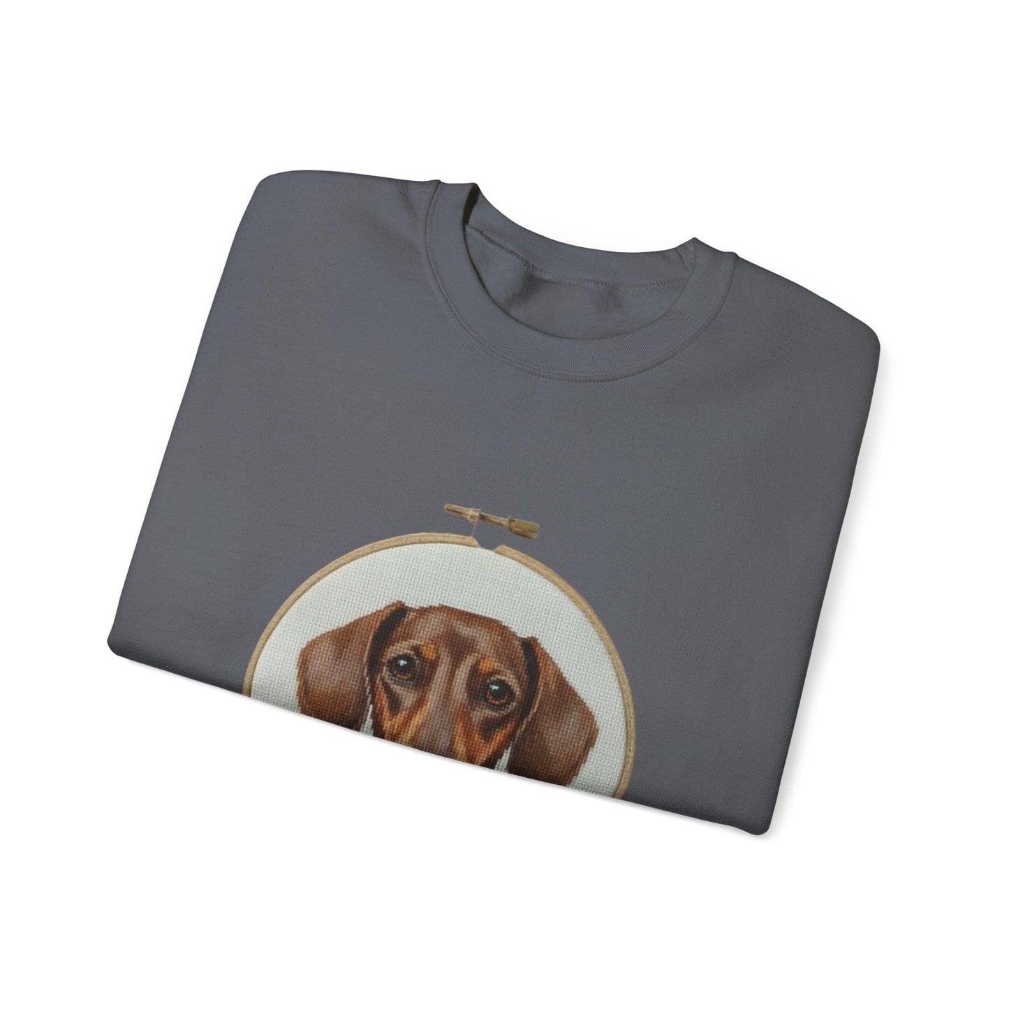 Dachshund Portrait Sweatshirt | Embroidery Hoop Dog Art, Cute Wiener Dog