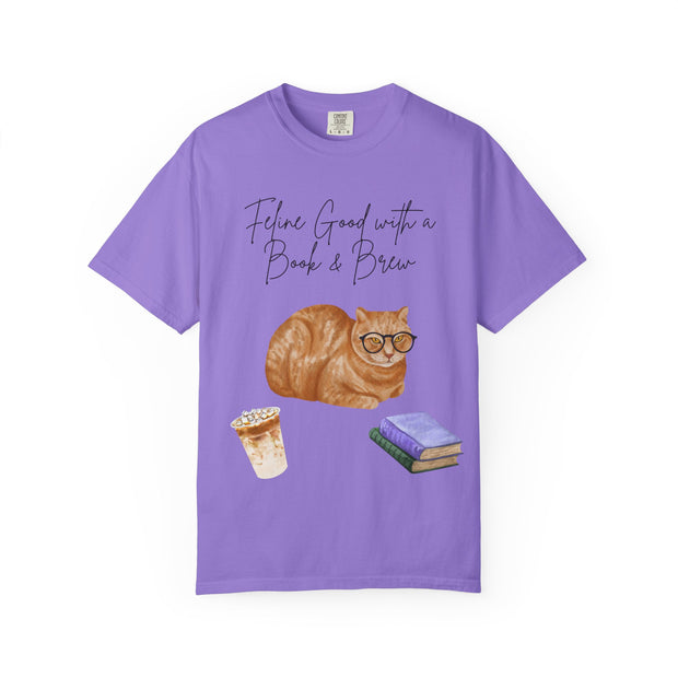 'Feline Good with a Book & Brew' Unisex T-Shirt