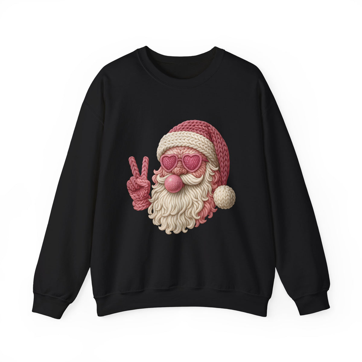 Pink Sunglasses Peace Sign Santa Sweatshirt | Retro Holiday Cozy
