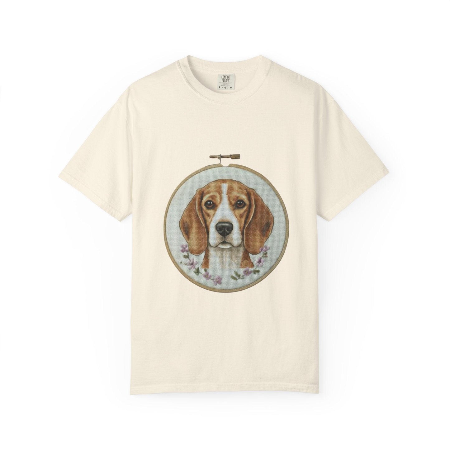 Beagle Portrait Embroidery Hoop T-shirt | Dog Art Tee