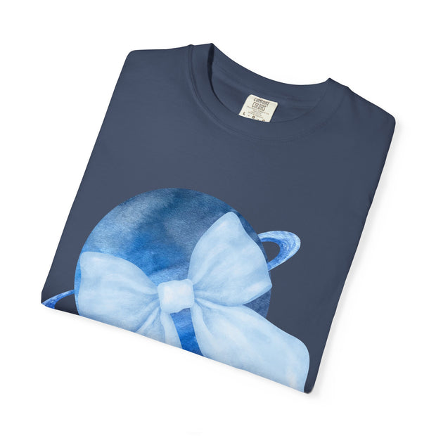 Blue Saturn Wrapped In Blue Bow Unisex T-Shirt