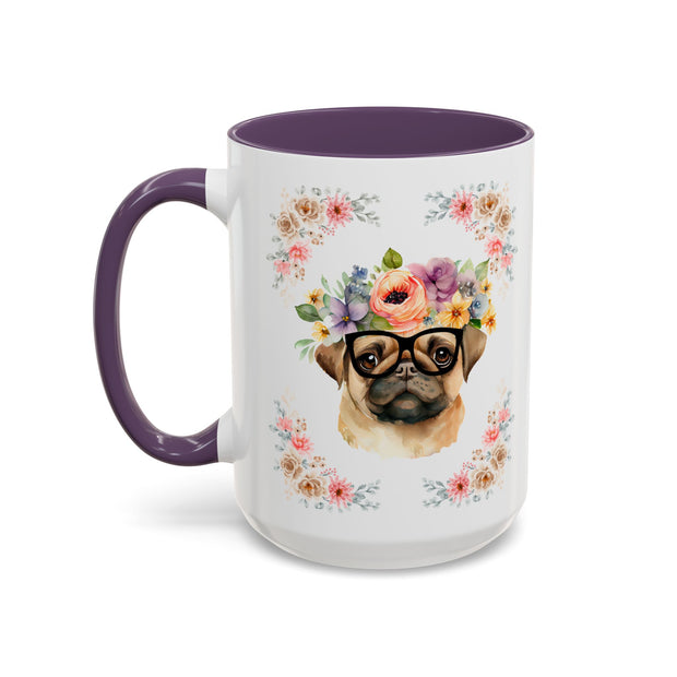 Geeky Goddess Pug Accent Coffee Mug