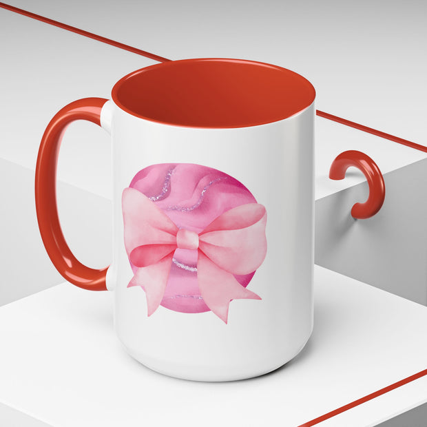Pink Planet Wrapped In A Bow Accent Coffee Mug