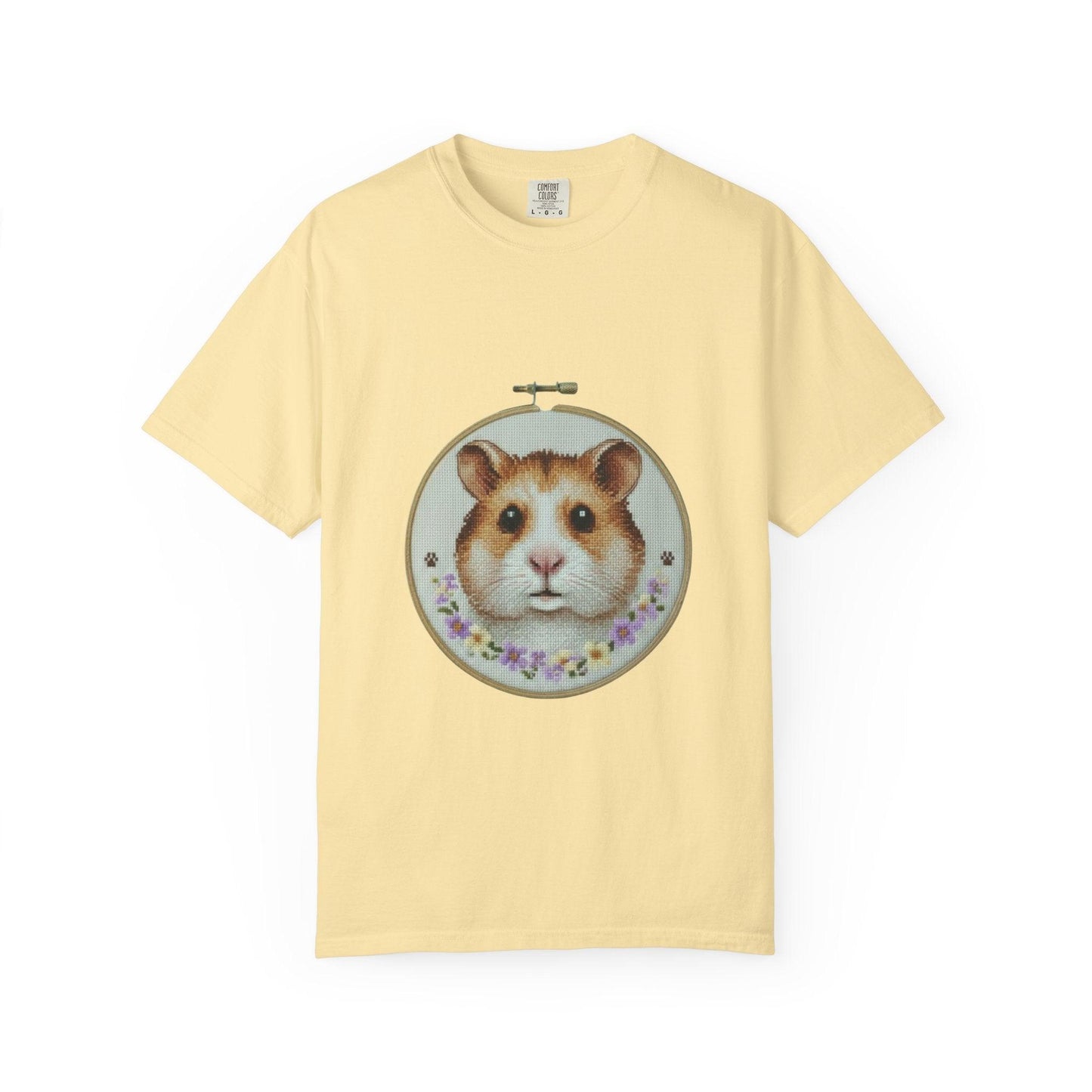 Hamster Portrait Embroidery Hoop T-shirt | Cute Small Pet Illustration