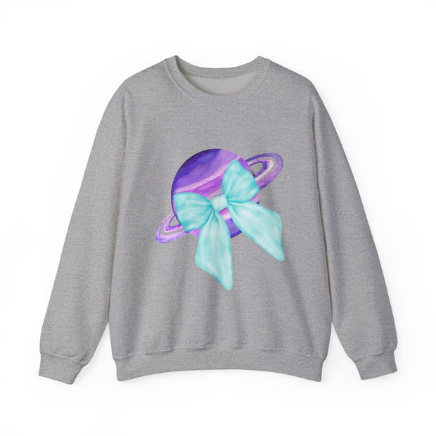 Purple Saturn Wrapped In A Bow Sweatshirt