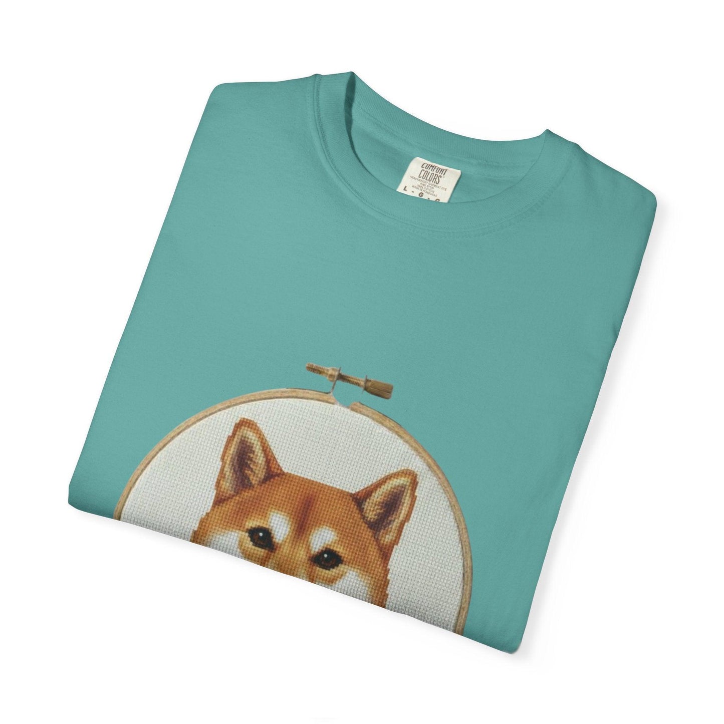 Shiba Inu Embroidery Hoop T-shirt | Dog Portrait Floral