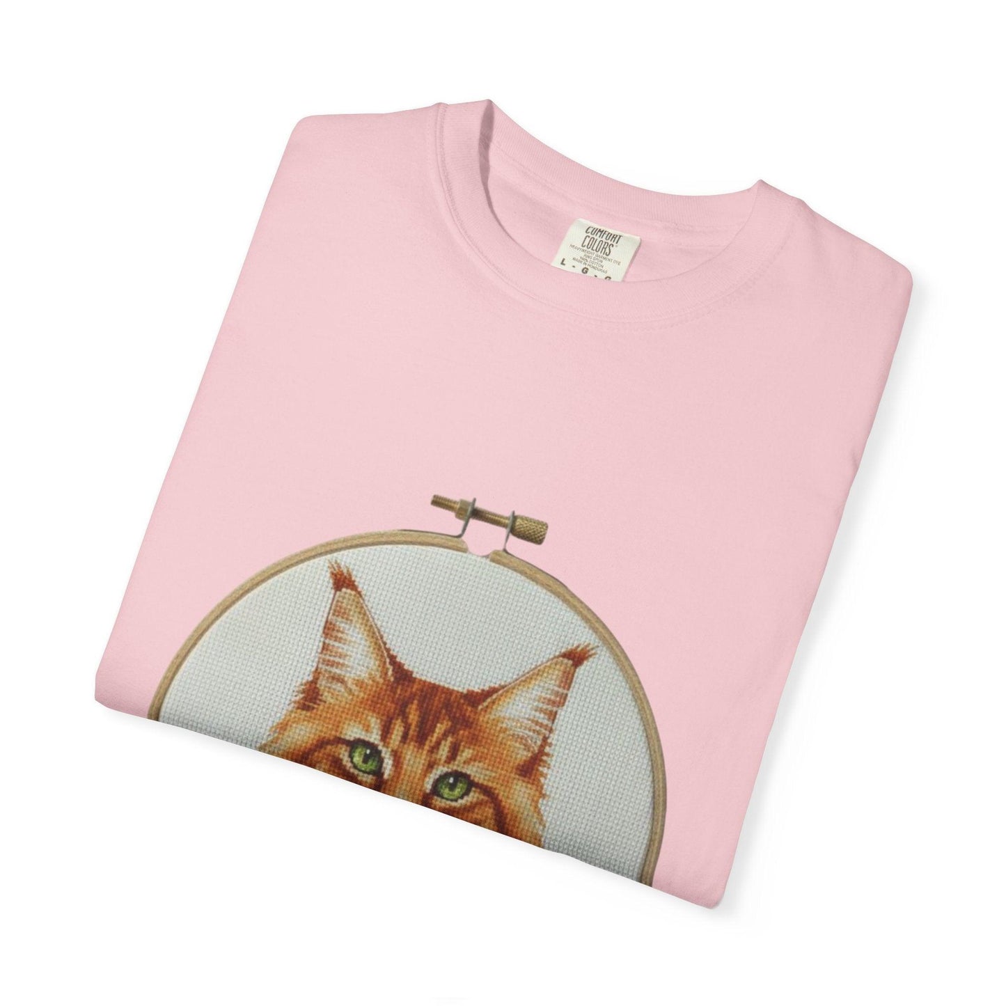 Orange Tabby Cat Portrait T-shirt | Embroidery Hoop Illustration