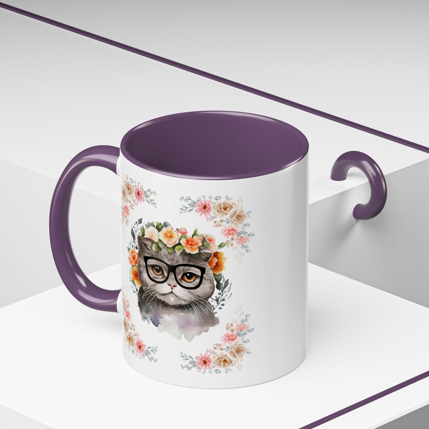 Geeky Goddess Gray Cat Accent Coffee Mug