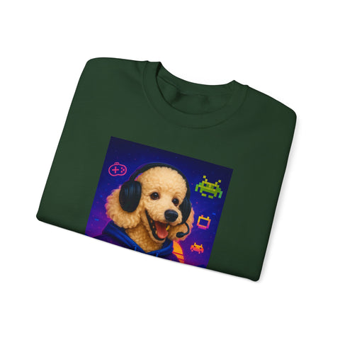 Gamer Dog Sweatshirt, Unisex Crewneck, Cute Gaming Apparel, Gift for Pet Lovers, Funny Sweatshirt, Cozy Gaming Clothing