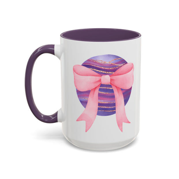Pink/Purple Planet Wrapped In A Bow Accent Coffee Mug