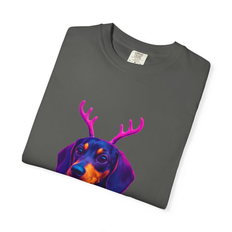 Dachshund in Reindeer Antlers T-Shirt | Christmas Sweater Lights Design