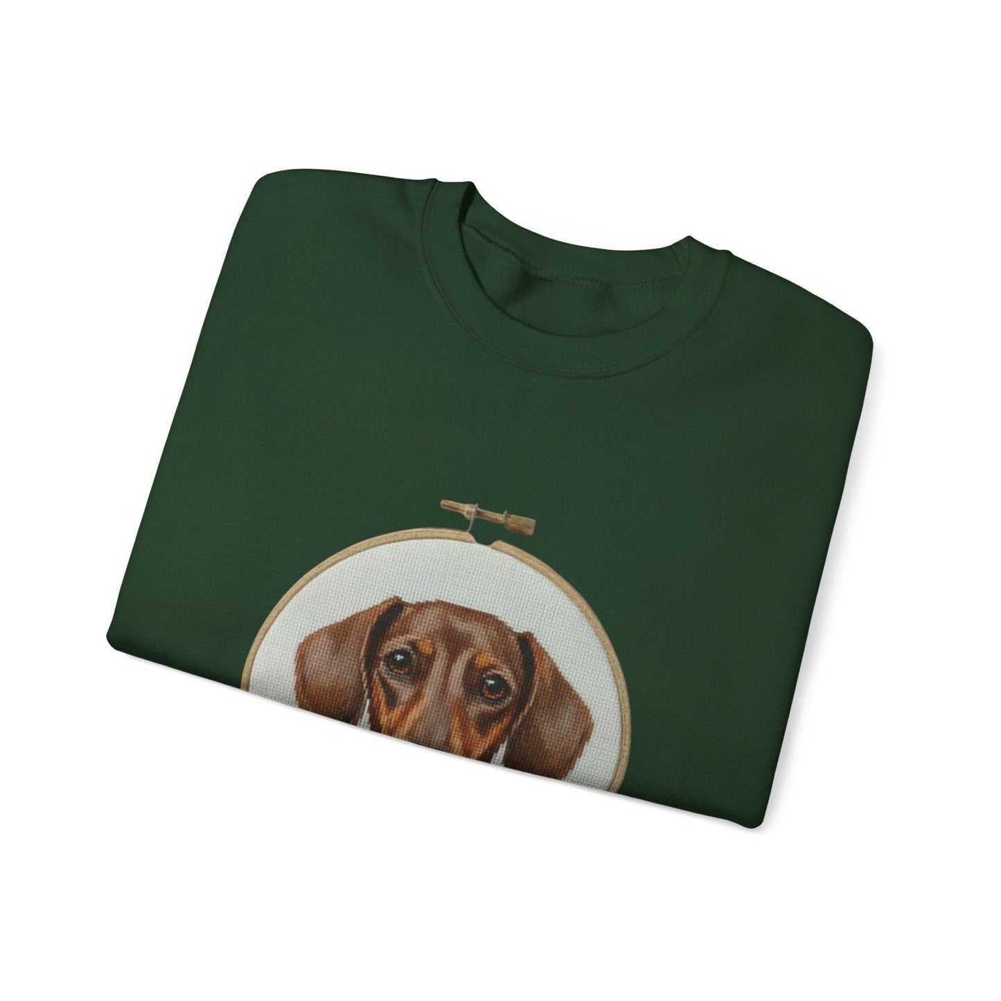 Dachshund Portrait Sweatshirt | Embroidery Hoop Dog Art, Cute Wiener Dog