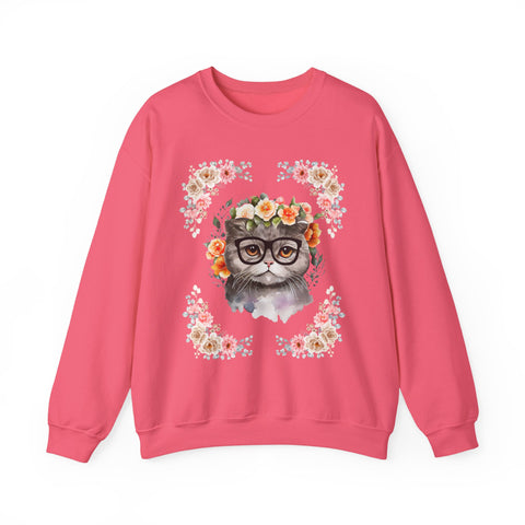 Geek Goddess Gray Cat Unisex Crewneck Sweatshirt