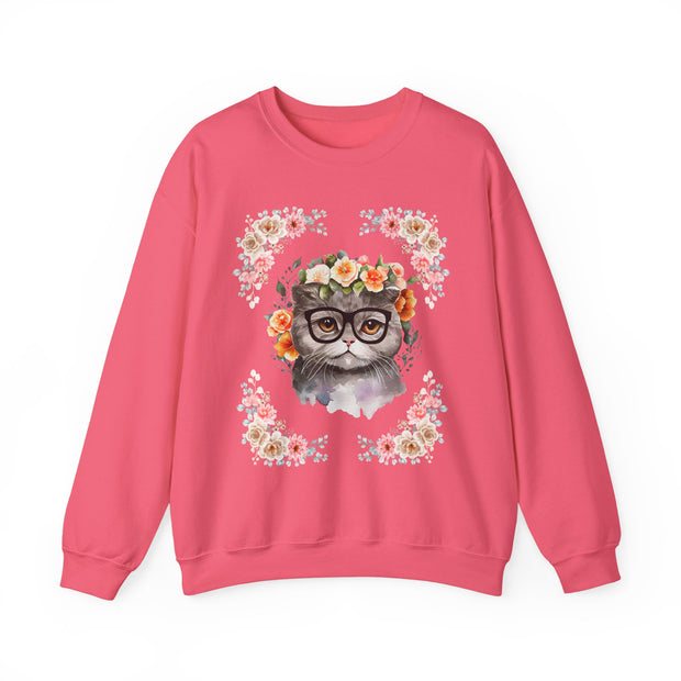 Geek Goddess Gray Cat Unisex Crewneck Sweatshirt