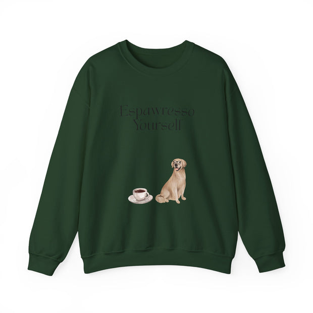'Espawresso Yourself' Golden Retriever Unisex Crewneck Sweatshirt