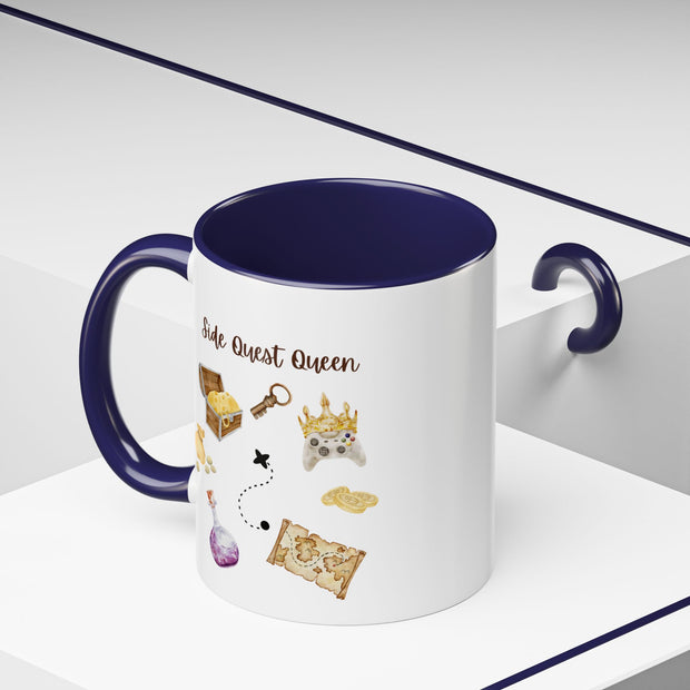'Side Quest Queen' Accent Coffee Mug