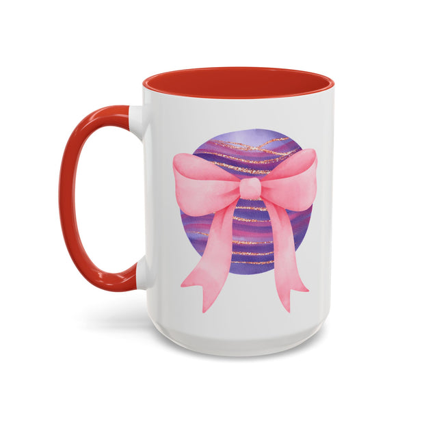 Pink/Purple Planet Wrapped In A Bow Accent Coffee Mug