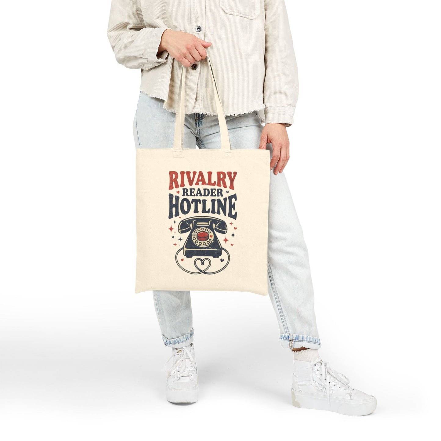 Rivalry Reader Hotline Tote Bag, Hockey Romance Booktok Canvas Tote, Sports Romance Reader Gift Bag