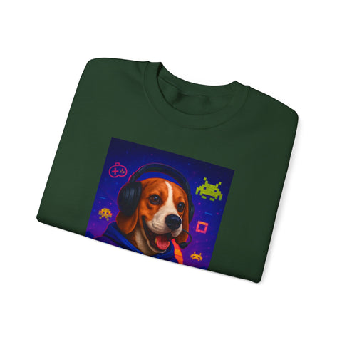 Game On Beagle Sweatshirt, Gamer Gift, Cute Pet Sweatshirt, Video Game Crewneck, Unique Dog Lover Apparel