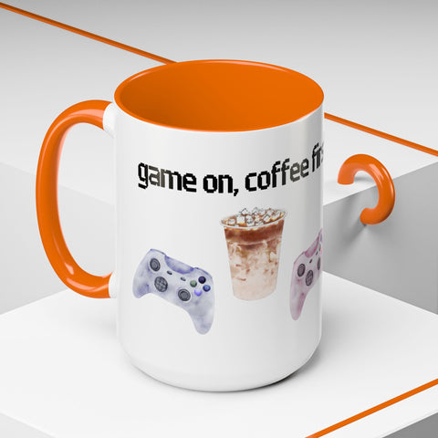 'Game On, Coffee First' Accent Coffee Mug