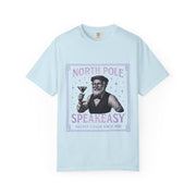 North Pole Speakeasy T-Shirt, Holiday T-Shirt, Unisex Christmas Tee, Vintage Style Tee, Fun Santa Shirt, Festive Gift Idea