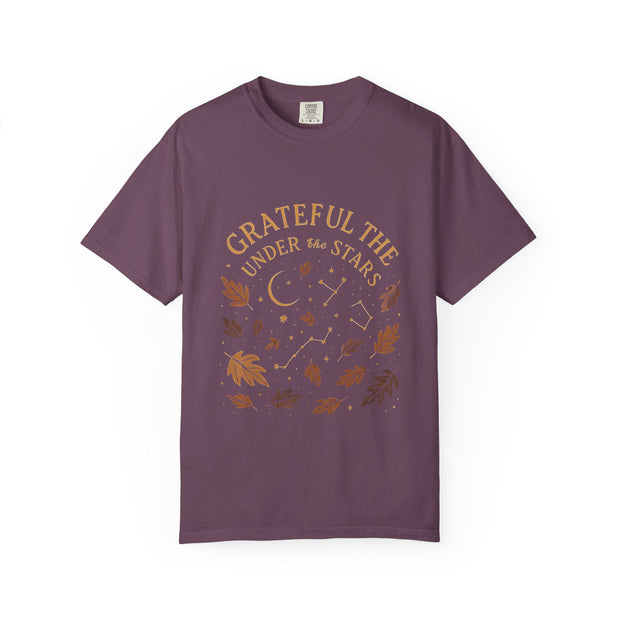 Grateful Under the Stars T-shirt | Unisex Garment-Dyed Tee, Inspirational Apparel, Cozy Casual Wear, Gifts for Nature Lovers, Fall Fashion