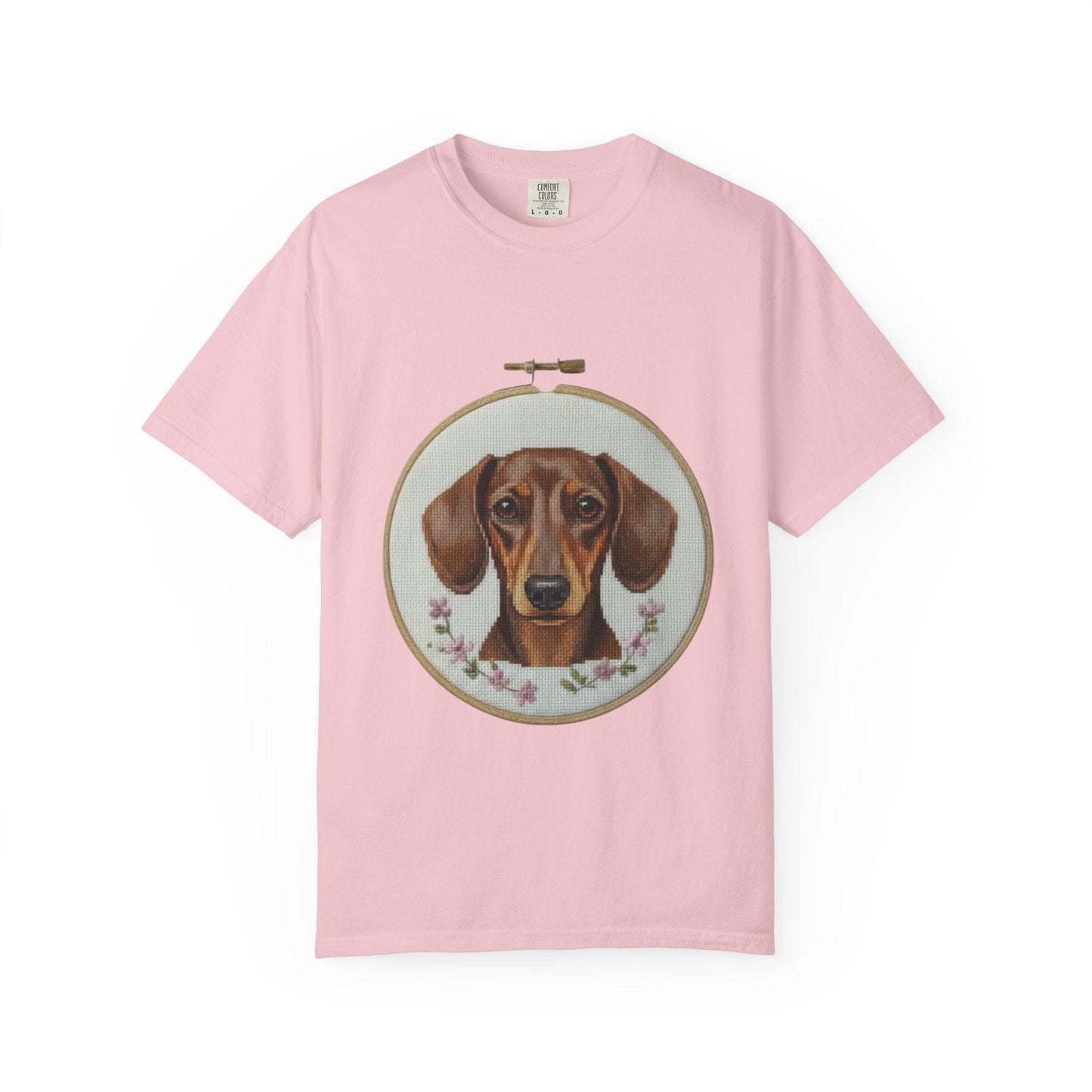 Dachshund Portrait T-shirt | Embroidery Hoop Dog Illustration