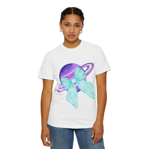 Purple Saturn Wrapped In Bow Unisex T-Shirt