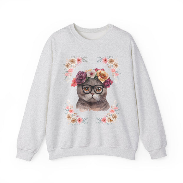 Geeky Goddess Dark Gray Cat Unisex Crewneck Sweatshirt