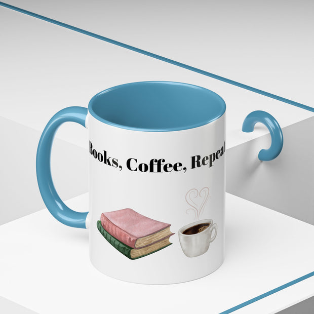 'Books, Coffee, Repeat' Accent Coffee Mug