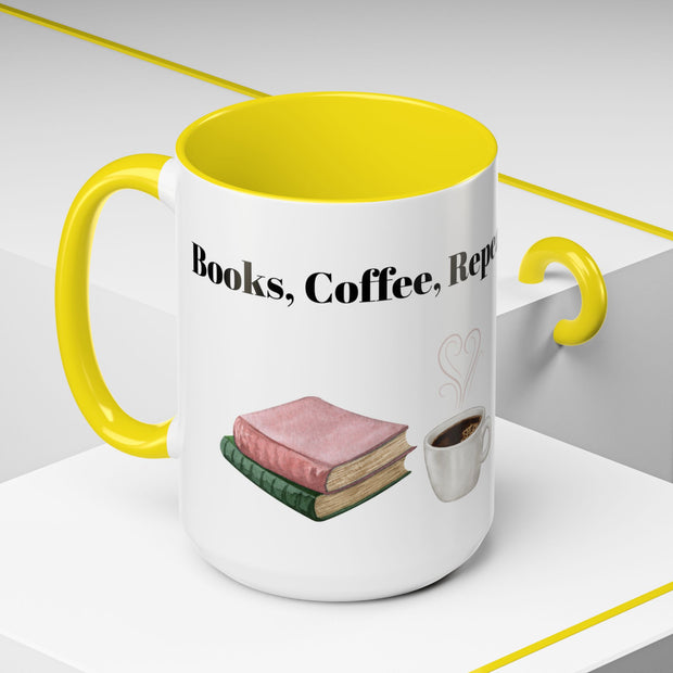 'Books, Coffee, Repeat' Accent Coffee Mug