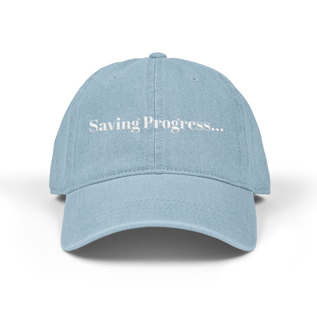 'Saving Progress...' Denim Embroidered Cap