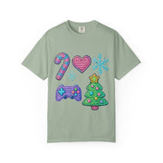 Festive Gamer T-Shirt, Christmas Tee, Gamer Shirt, Holiday Apparel, Unisex Christmas Gift, Cute Gaming T-Shirt