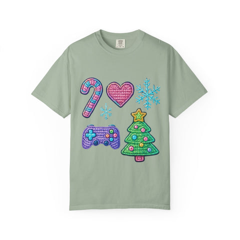 Festive Gamer T-Shirt, Christmas Tee, Gamer Shirt, Holiday Apparel, Unisex Christmas Gift, Cute Gaming T-Shirt