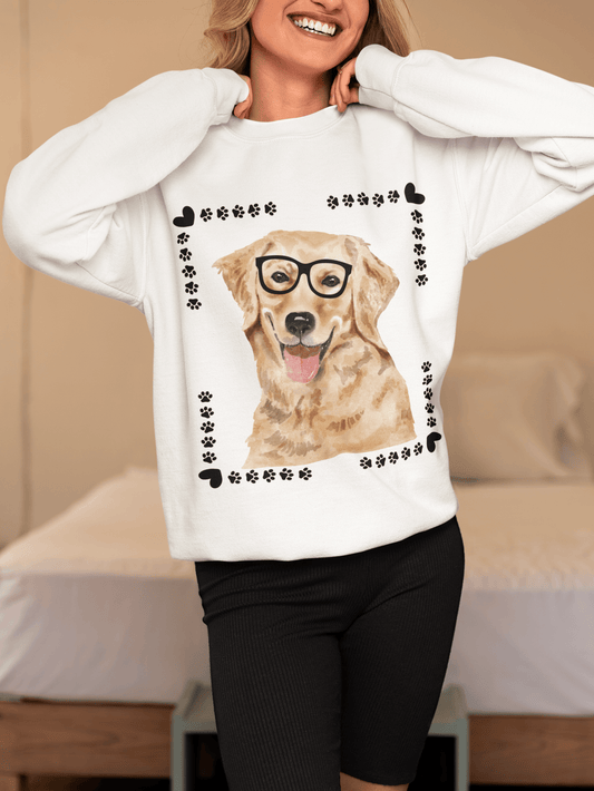 Geeky Good Golden Retriever Unisex Crewneck Sweatshirt